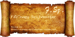 Fónagy Szilveszter névjegykártya